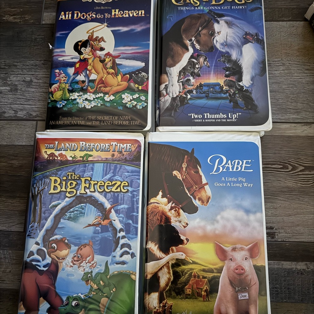 Vintage Animated Movie VHS Collection Babe, All Dogs go to Heaven, Cats and Dogs